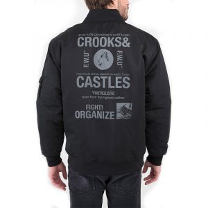 crooks and castles headlines bomber jacket black back